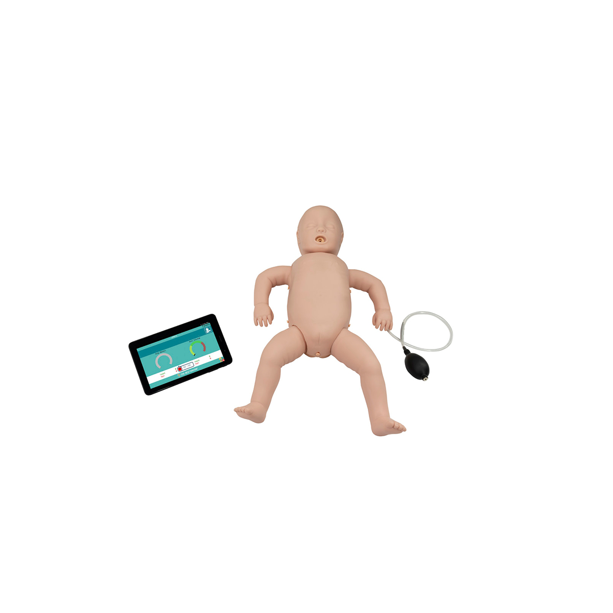 et72b+ Infant CPR training simulator with 7-inch wireless tablet control panel